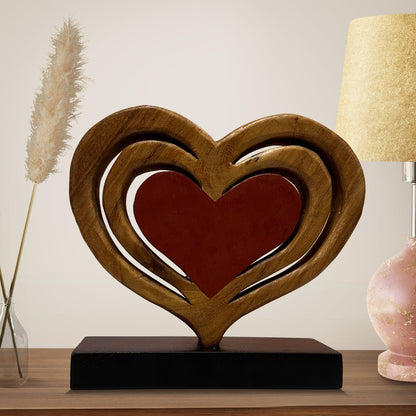 Decozen Home Decor Handmade Wooden Sculpture in Hearts Shape by Decozen