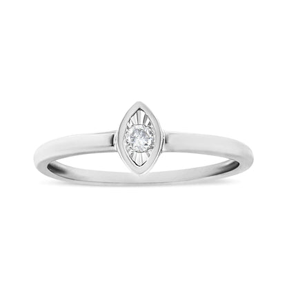 .925 Sterling Silver 1/20 Cttw Diamond Marquise Shaped Promise Ring (J-K, I1-I2)