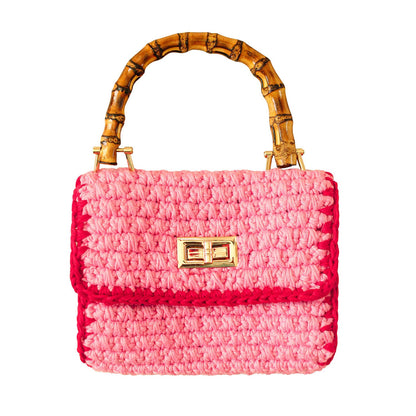 AIRMAIL Petite Crochet Handbag In Pink & Red by BrunnaCo