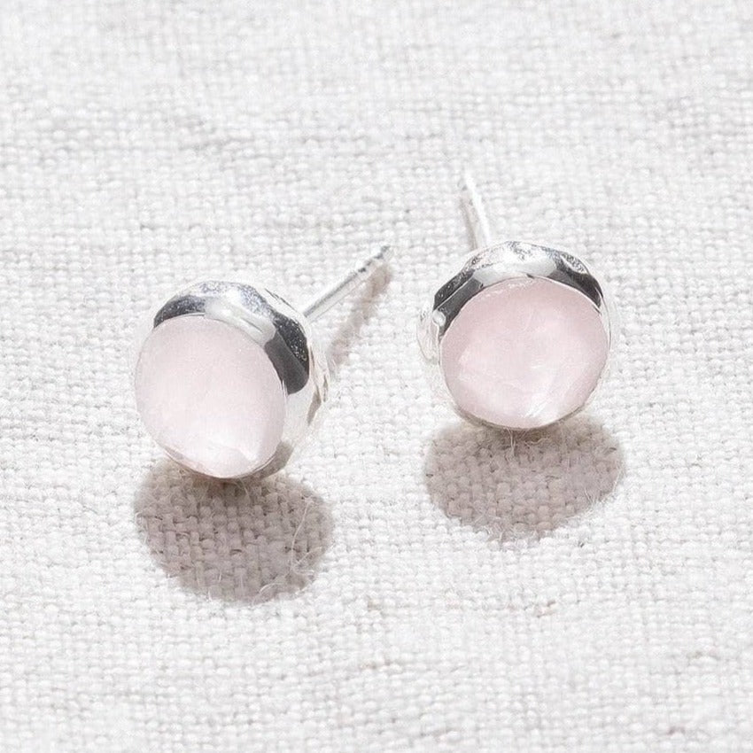 Rose Quartz Silver or Gold Stud Earring by Tiny Rituals