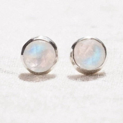 Rainbow Moonstone Silver or Gold Stud Earring by Tiny Rituals