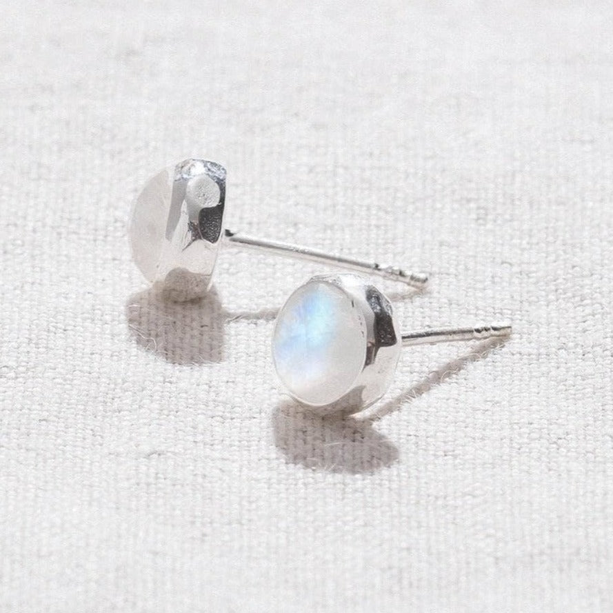 Rainbow Moonstone Silver or Gold Stud Earring by Tiny Rituals