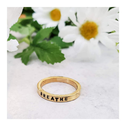 BREATHE Gold Plated Band Ring by Salt and Sparkle