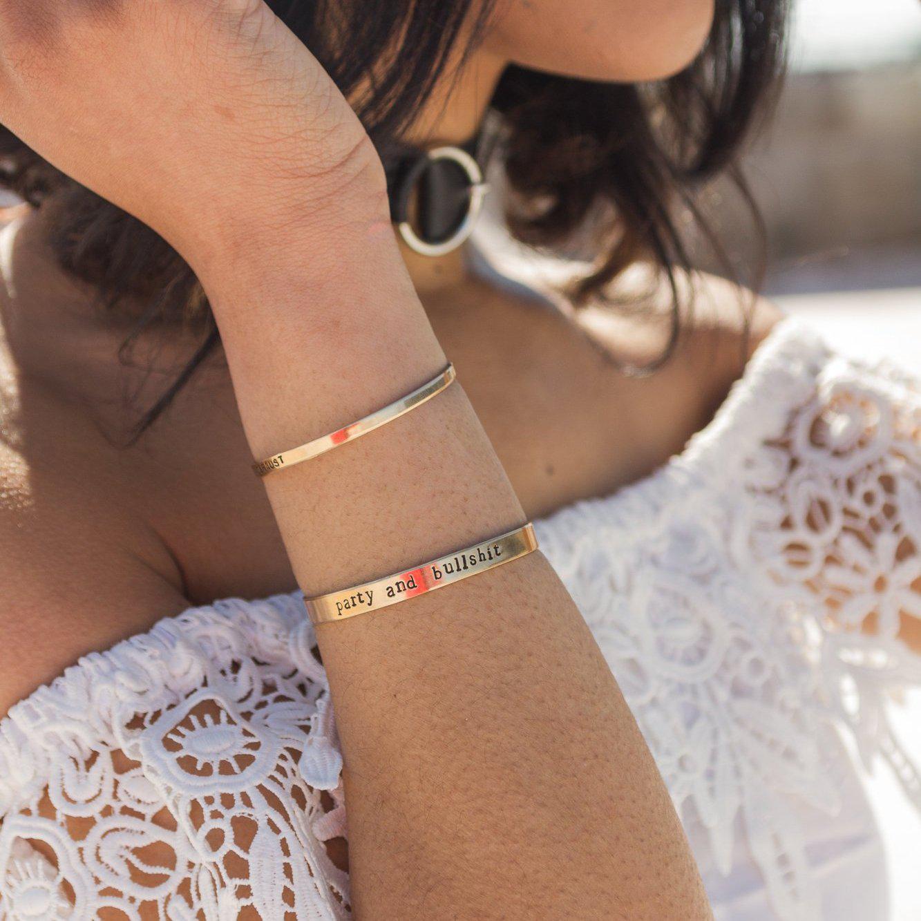 BRUNCH SO HARD Skinny Cuff Bracelet by Salt and Sparkle