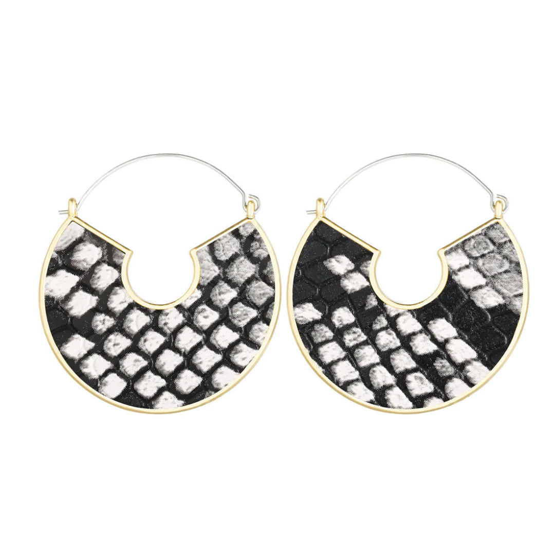 Snake Skin Half Moon Earrings