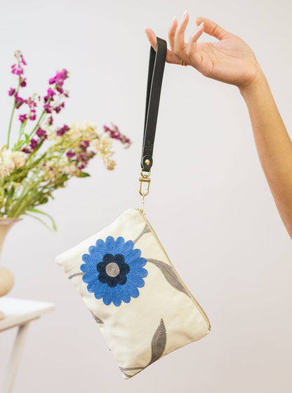 Blue Poppy Wristlet Purse by Ash & Rose