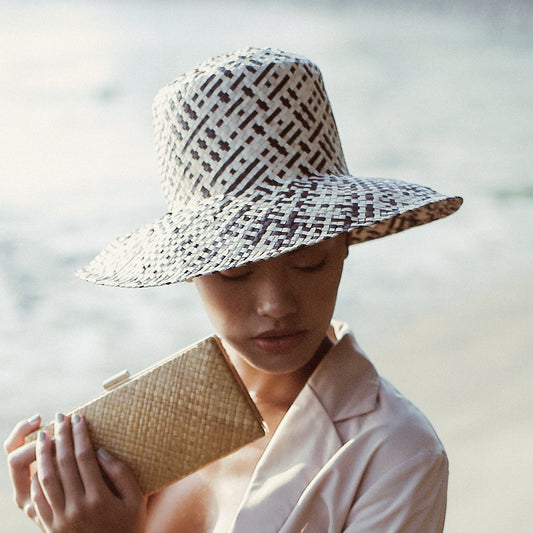 Borneo Fisherman Bucket Straw Hat, in Black by BrunnaCo