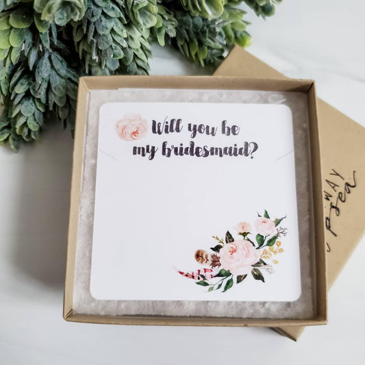 Bridesmaid Proposal - Will You Be My Bridesmaid Necklace Card by Salt and Sparkle