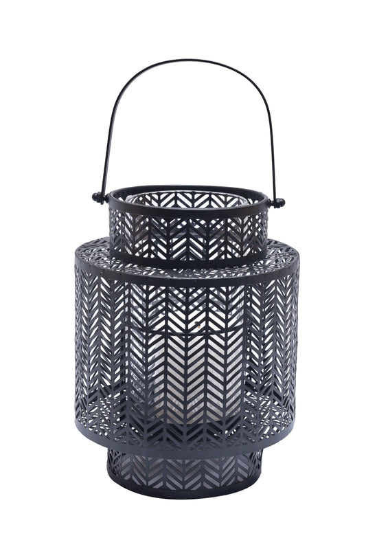 Black and White Hanging Candle Holder Lantern by Decozen