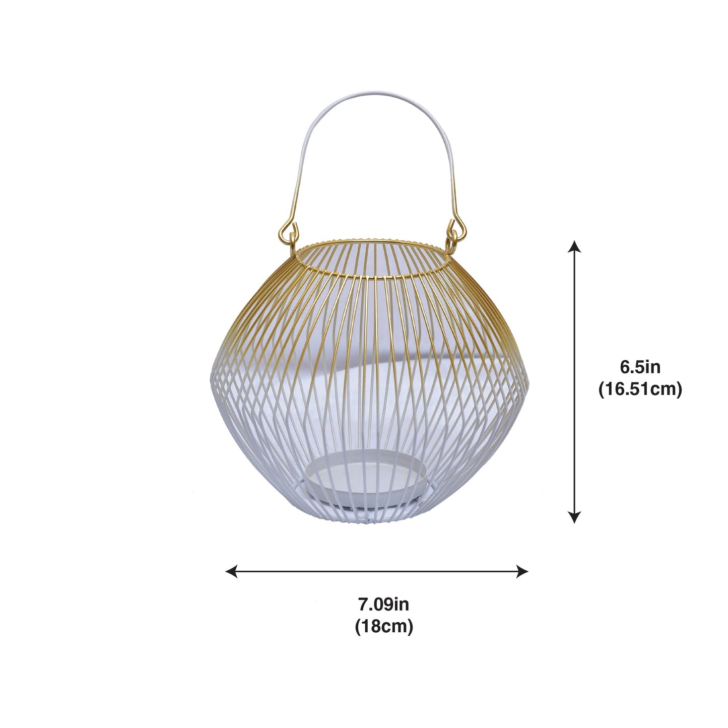 White and Gold Candle Holder Lantern by Decozen