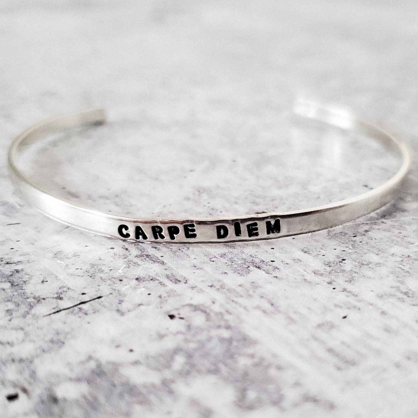 CARPE DIEM Skinny Cuff Bracelet by Salt and Sparkle