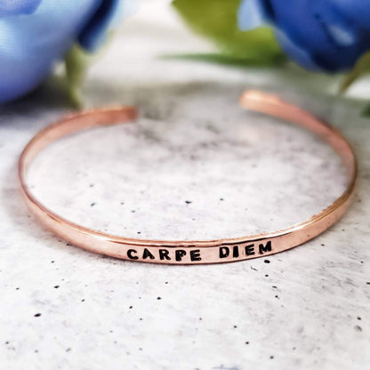 CARPE DIEM Skinny Cuff Bracelet by Salt and Sparkle