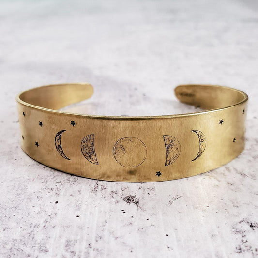 Celestial Moon Phases Tapered Stacking Bracelet by Salt and Sparkle