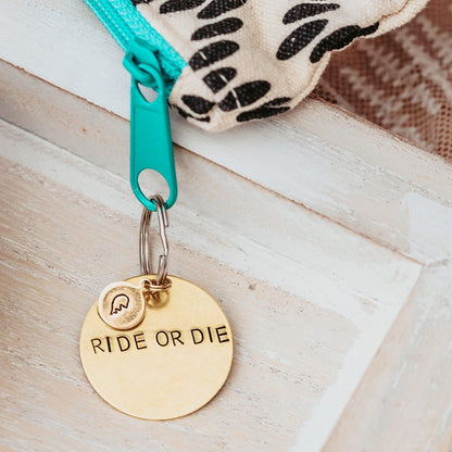 DO NO HARM Take No Shit Brass Disc Keychain by Salt and Sparkle