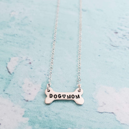 DOG MOM Dog Bone Silver Necklace by Salt and Sparkle