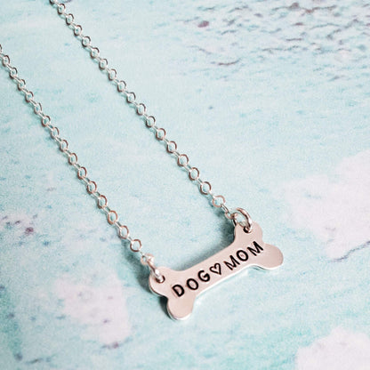 DOG MOM Dog Bone Silver Necklace by Salt and Sparkle