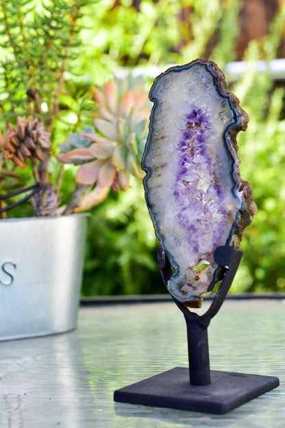 Amethyst Slice on Metal Display Stand by Whyte Quartz