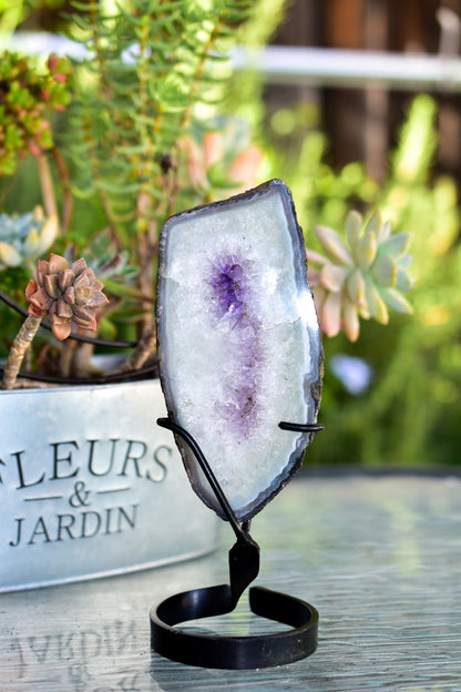 Amethyst Slice on Metal Display Stand by Whyte Quartz