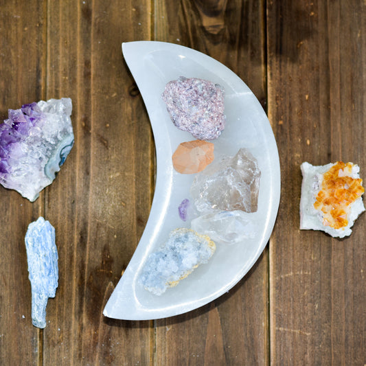 NEW Selenite Moon Bowls by Whyte Quartz