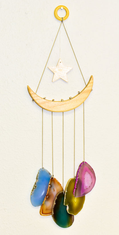 NEW Star & Crescent Moon Agate Wind Chime by Whyte Quartz