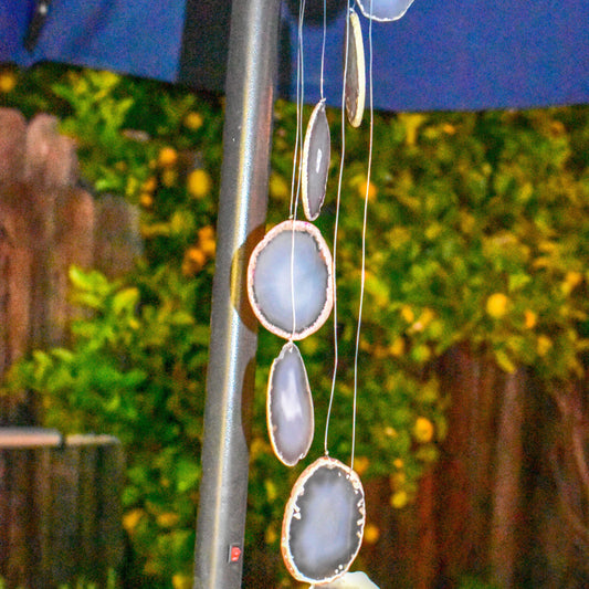 Large Natural Agate Slice Wind Chime by Whyte Quartz