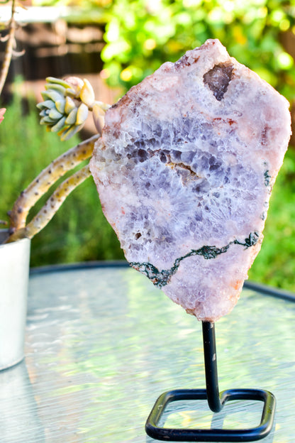 Pink Amethyst on Metal Base by Whyte Quartz