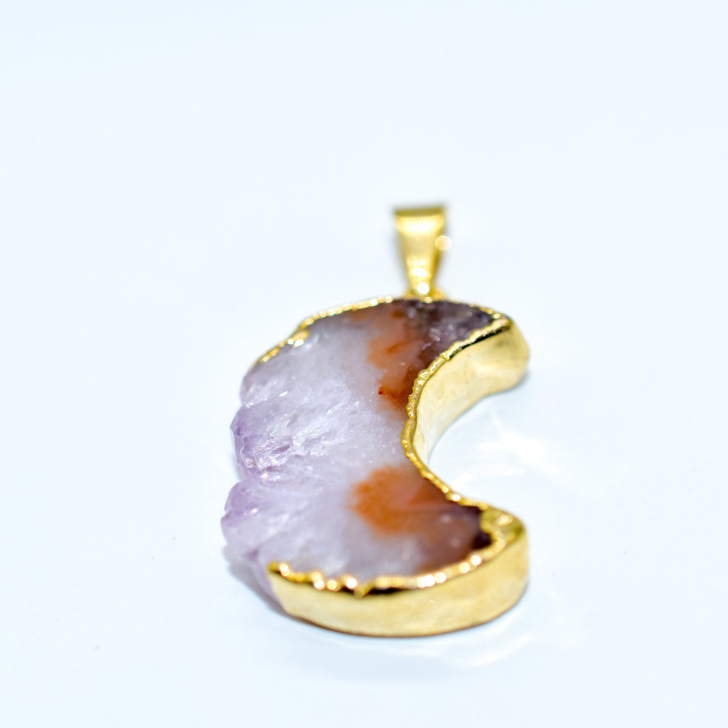 Mini Amethyst Slice Plated Moon Pendant or Necklace by Whyte Quartz