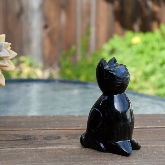 Gold Sheen Obsidian Cat Figurine by Whyte Quartz