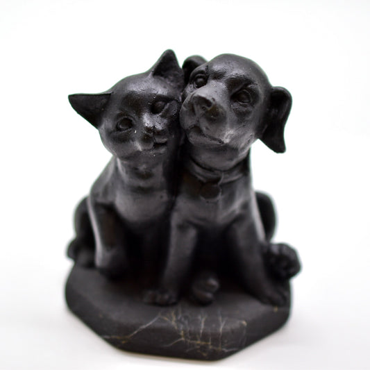 Cat-Dog Hugs Shungite Figurine by Whyte Quartz