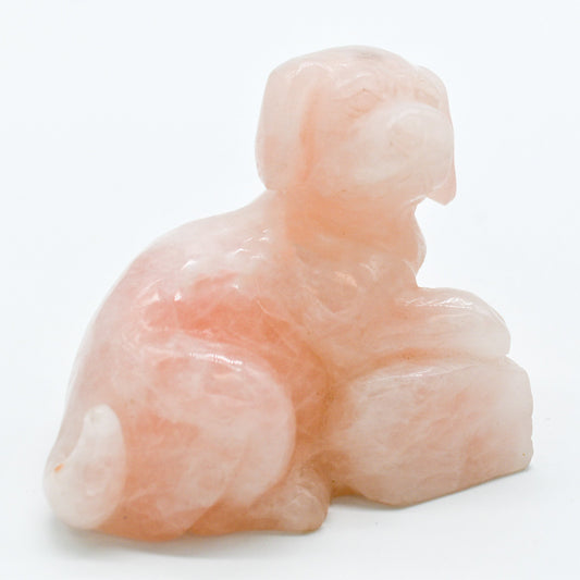 Rose Quartz Dog Carving by Whyte Quartz