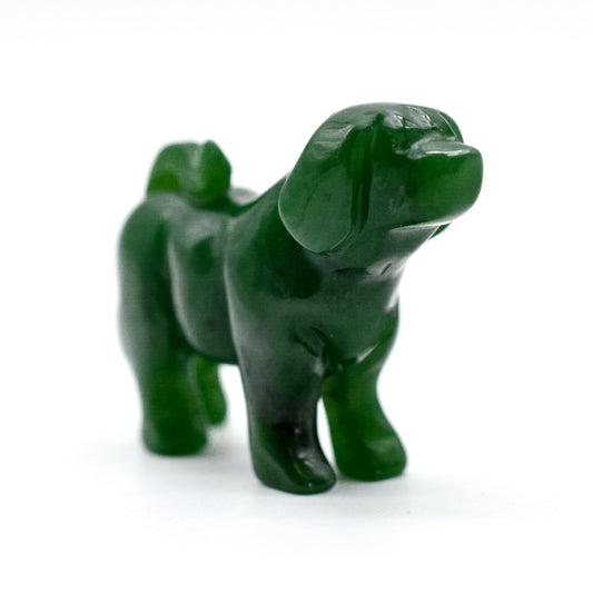 Dark Green Jade Dog Figurines by Whyte Quartz