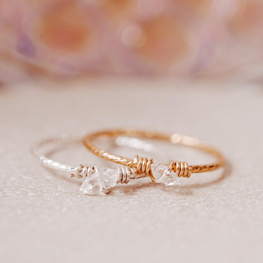 Dainty Crystal Ring by Salt and Sparkle