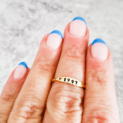 Dainty Gold Birth Year Ring by Salt and Sparkle