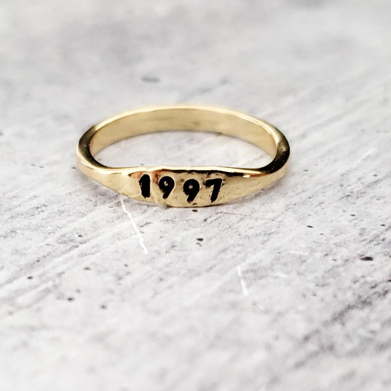 Dainty Gold Birth Year Ring by Salt and Sparkle