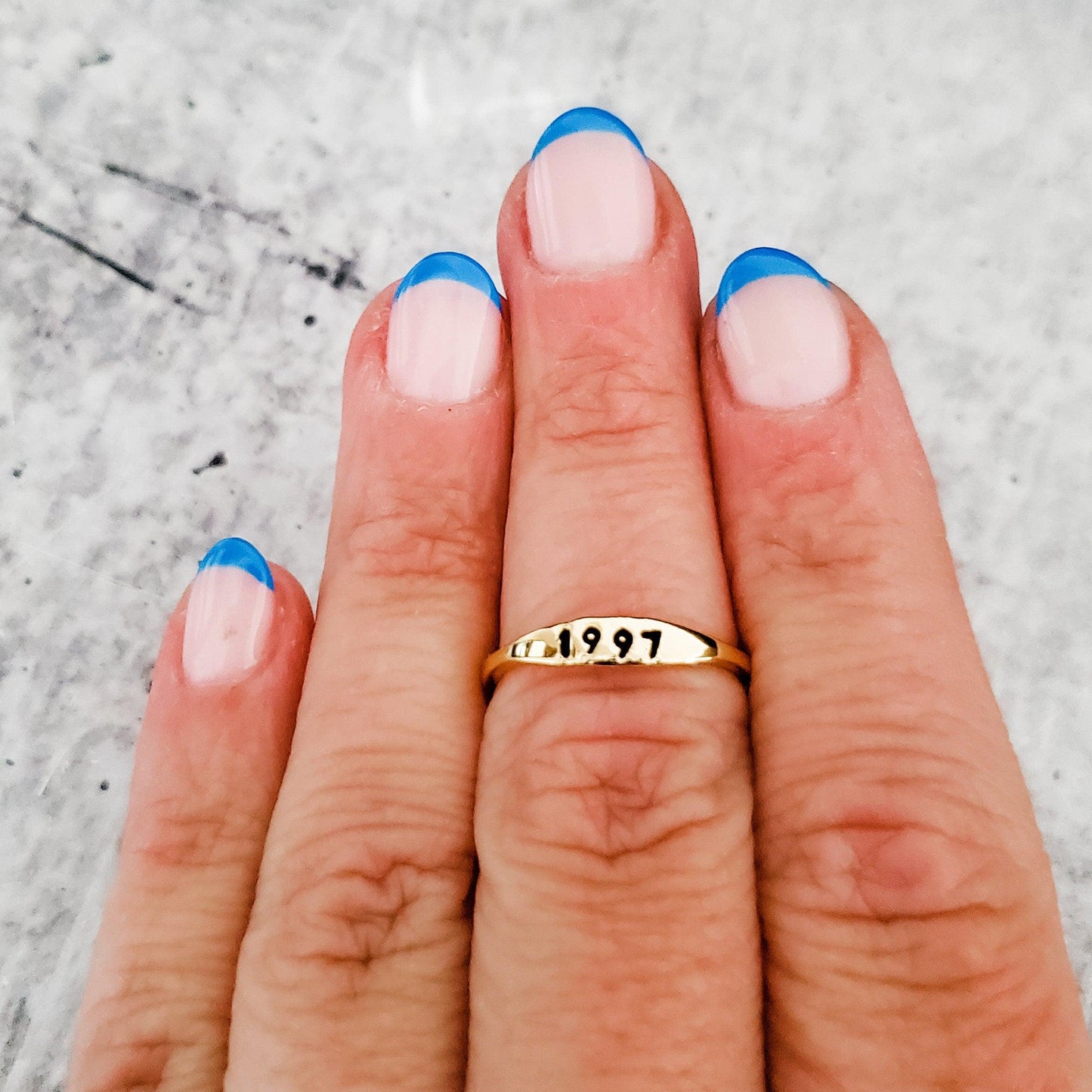 Dainty Gold Birth Year Ring by Salt and Sparkle