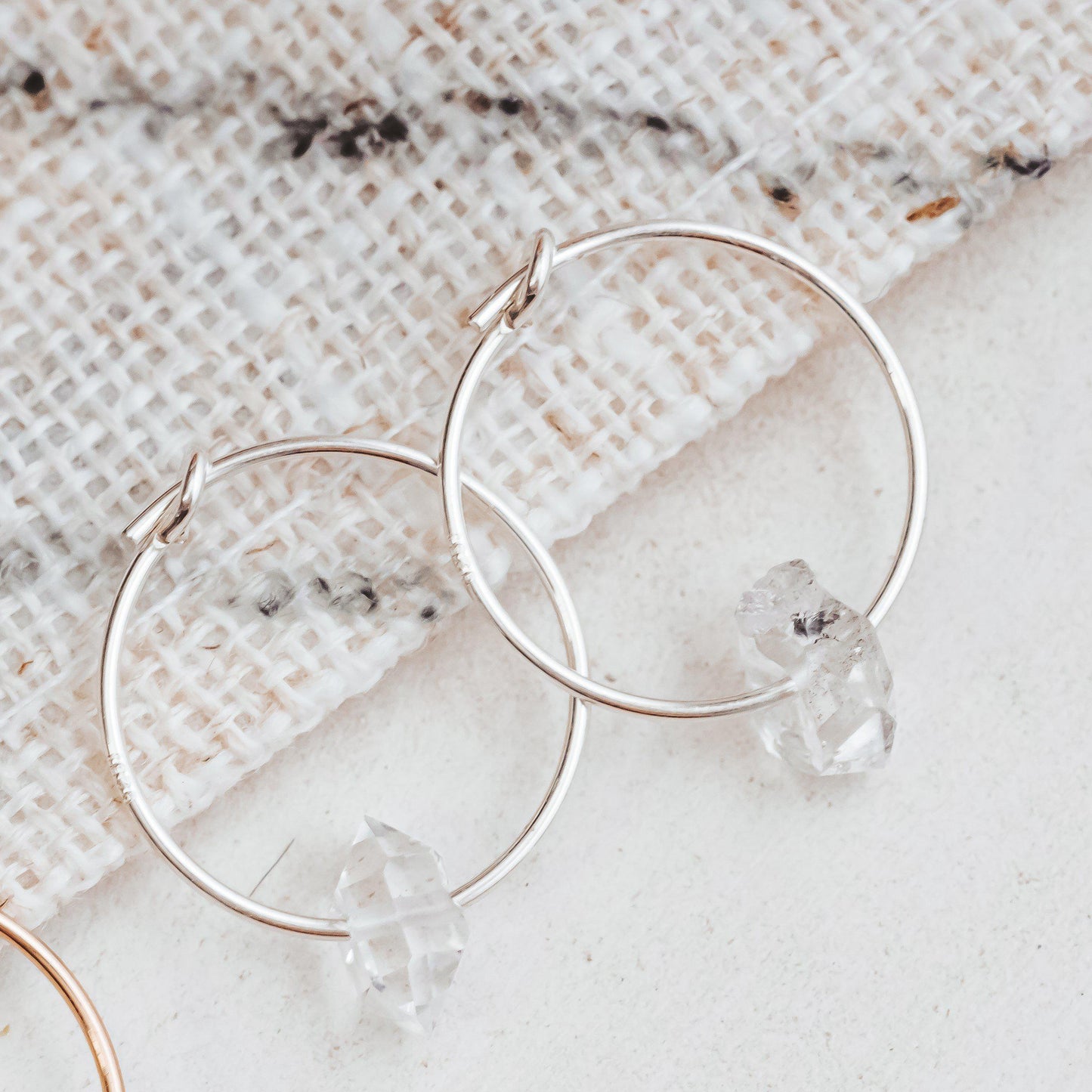 Dainty Herkimer Crystal Hoop Earrings by Salt and Sparkle