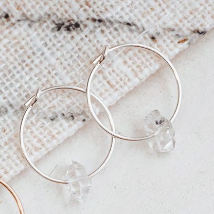 Dainty Herkimer Crystal Hoop Earrings by Salt and Sparkle