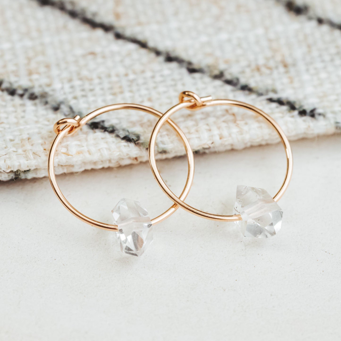 Dainty Herkimer Crystal Hoop Earrings by Salt and Sparkle