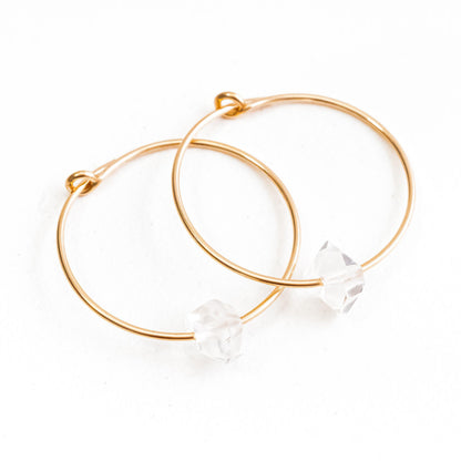 Dainty Herkimer Crystal Hoop Earrings by Salt and Sparkle