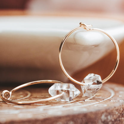 Dainty Herkimer Crystal Hoop Earrings by Salt and Sparkle