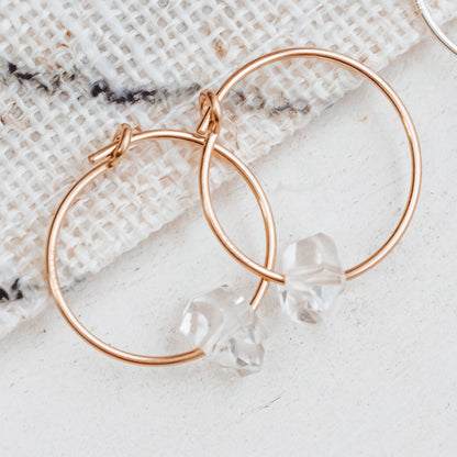 Dainty Herkimer Crystal Hoop Earrings by Salt and Sparkle