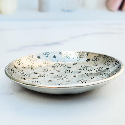 Daisy Pewter Ring Dish by Salt and Sparkle