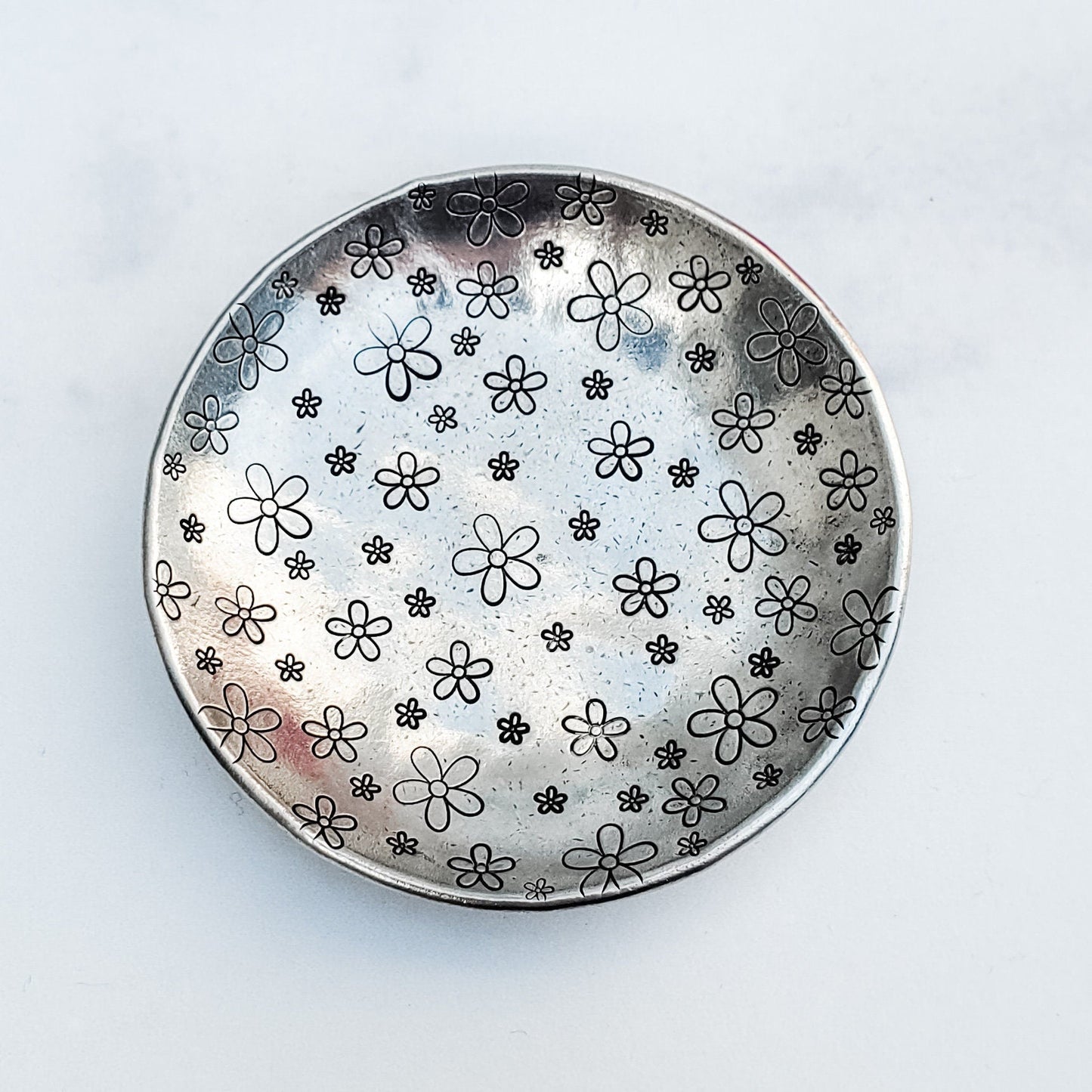 Daisy Pewter Ring Dish by Salt and Sparkle