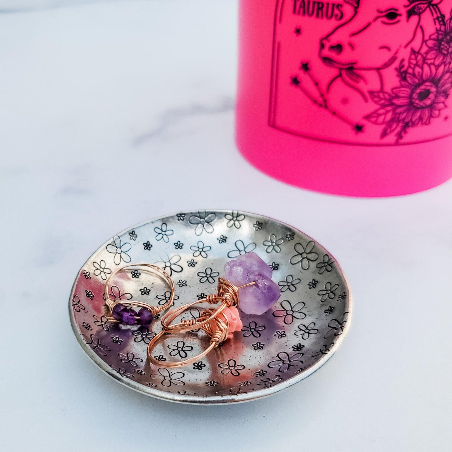 Daisy Pewter Ring Dish by Salt and Sparkle