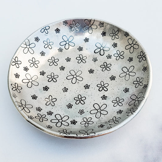 Daisy Pewter Ring Dish by Salt and Sparkle