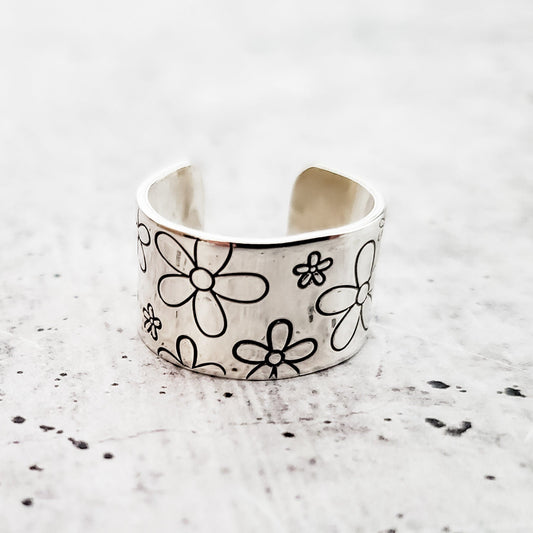 Daisy Silver Flower Ring by Salt and Sparkle