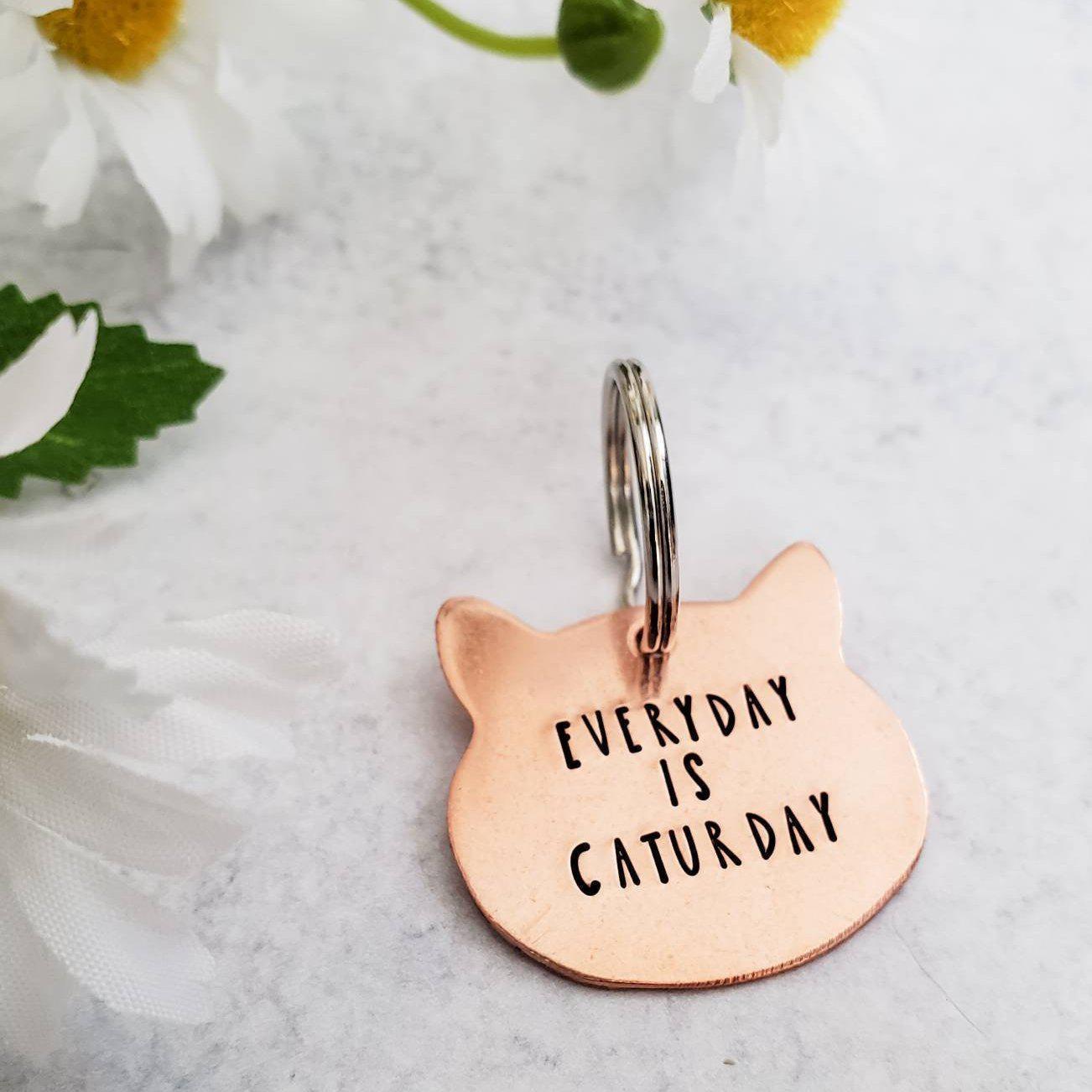 EVERYDAY IS CATURDAY Copper Cat Keychain by Salt and Sparkle