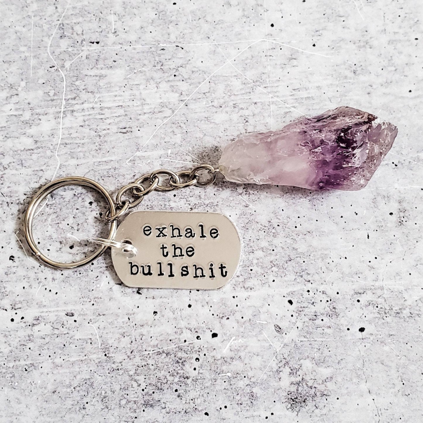 EXHALE THE BULLSHIT Crystal Keychain by Salt and Sparkle