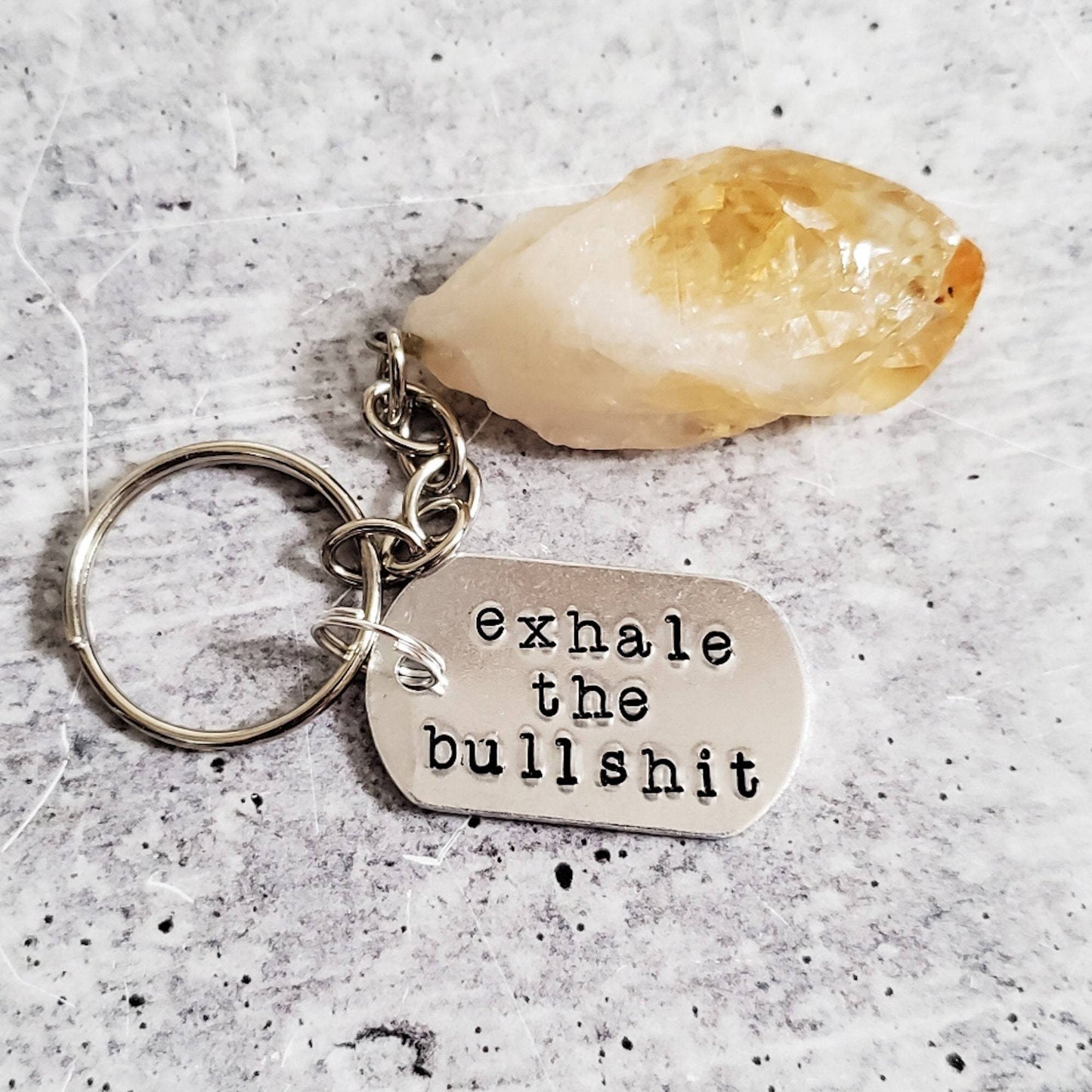 EXHALE THE BULLSHIT Crystal Keychain by Salt and Sparkle