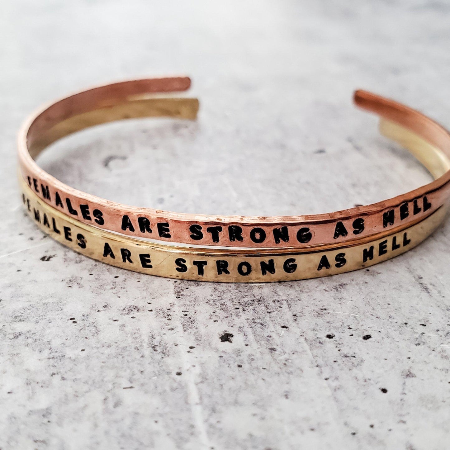 FEMALES ARE STRONG AS HELL Skinny Cuff Bracelet by Salt and Sparkle